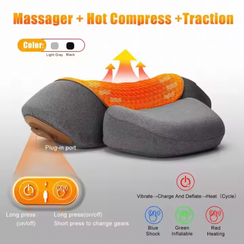 Phenitech Heated Compress Cervical Pillow with Vibration Relief, Cervical Massager, Pillow Traction Massager Memory Foam